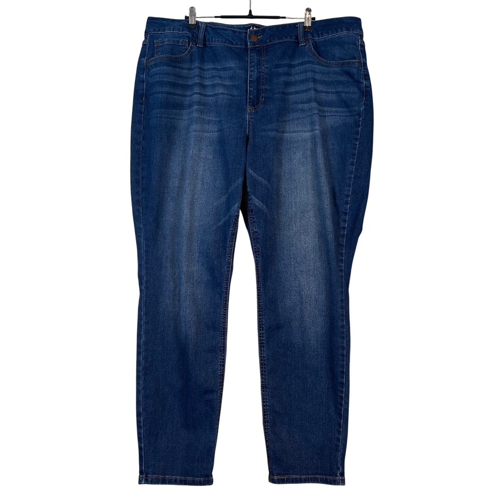D.Jeans‎ Women 22W Skinny Jeans Dark Wash Stretch Blue Denim Plus Size Classic